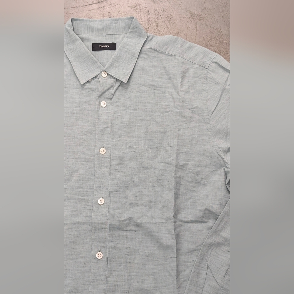 Theory Men's Light Green/Gray Shirt, Large